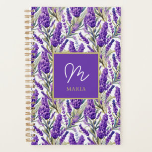 Stunning Purple Lavender Pattern Monogramed Planner
