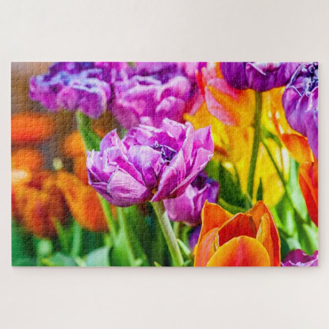 Stunning Purple Parrot Tulip Flowers Jigsaw Puzzle (Horizontal)