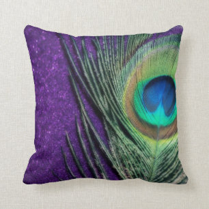 Stunning Purple Peacock Cushion
