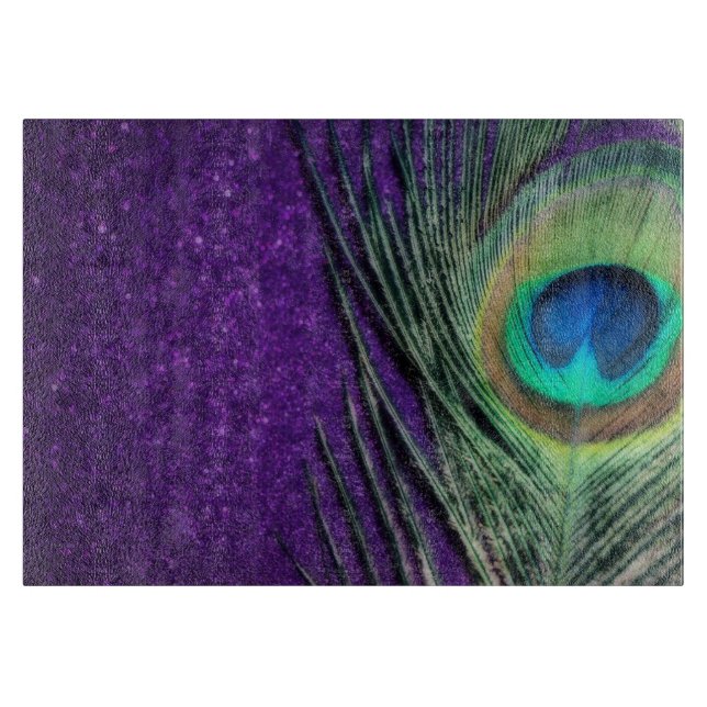 Stunning Purple Peacock Cutting Board (Front)