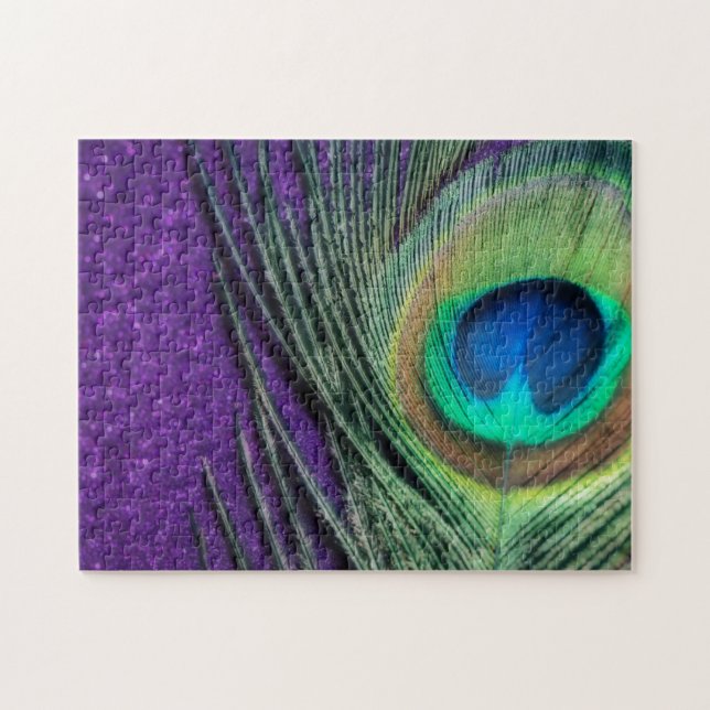 Stunning Purple Peacock Jigsaw Puzzle (Horizontal)