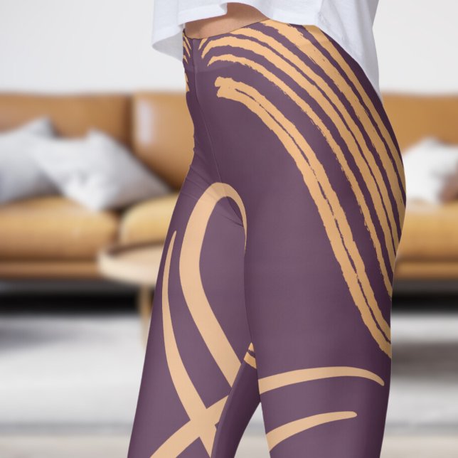 Stunning Purple Swirl Pattern Leggings (Swirl on Dark Byzantium)