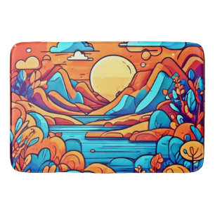 Stunning Rainbow Cartoonish Forest Bath Mat