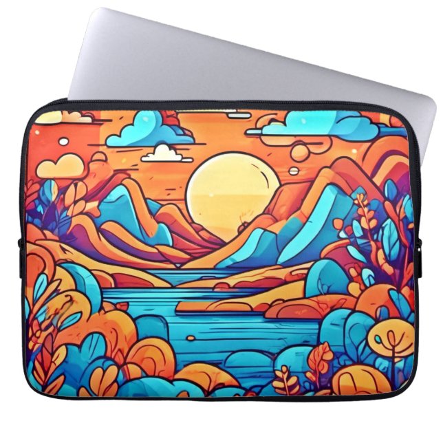 Stunning Rainbow Cartoonish Forest Laptop Sleeve (Front)