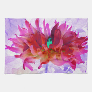 Stunning Red and Hot Pink Cactus Dahlia Tea Towel