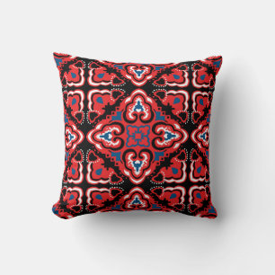 💙🖤💔Stunning red, blue and black Azulejos Cushion
