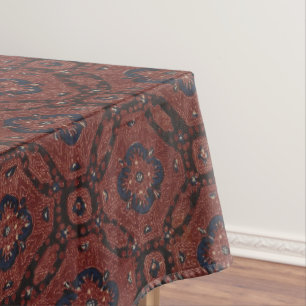Stunning Red & Blue Floral Batik Tablecloth