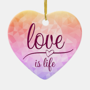 Stunning red heart ceramic ornament