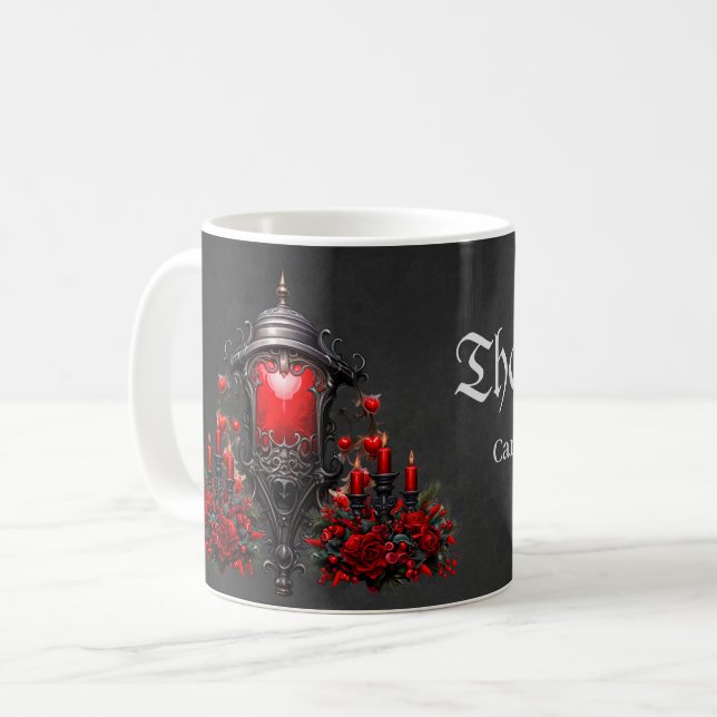 Stunning red roses and gate design coffee mug (Front Left)