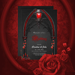 Stunning red roses and gate design invitation