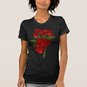 Stunning Red Roses and Hearts T-Shirt