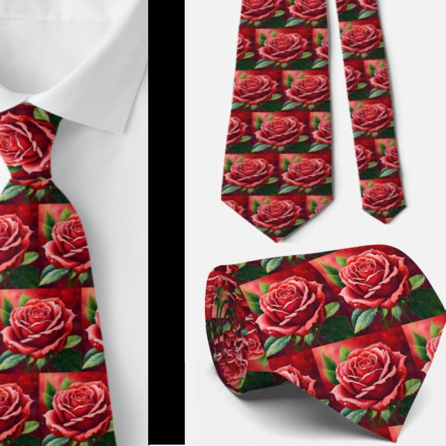 Stunning Red Roses Formal Necktie  (Creator Uploaded)