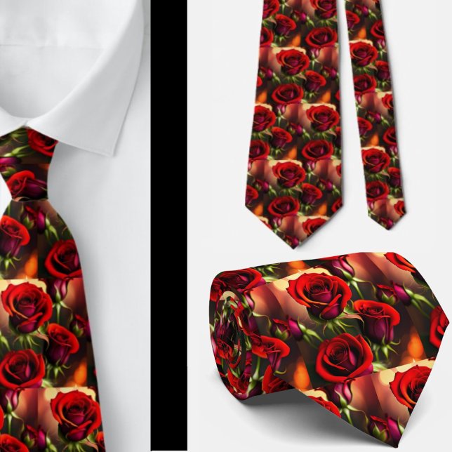 Stunning Red Roses Formal Necktie  (Creator Uploaded)