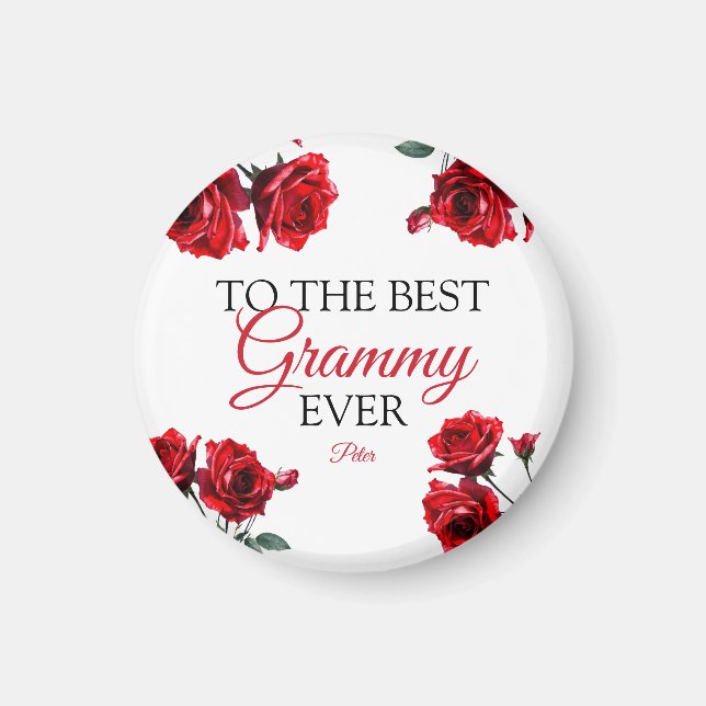 Stunning Red Roses Grandma Magnet (Front)