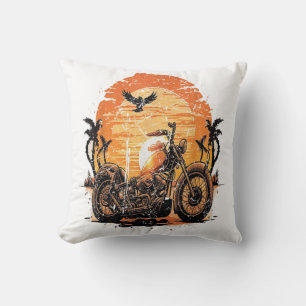 Stunning Retro Vintage Motorcycle Classic Sunset C Cushion