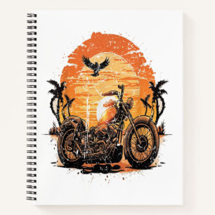 Stunning Retro Vintage Motorcycle Classic Sunset C Notebook