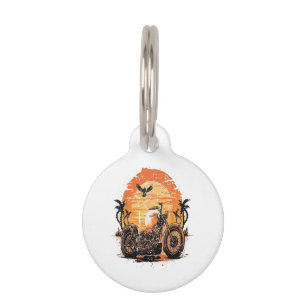 Stunning Retro Vintage Motorcycle Classic Sunset C Pet Tag