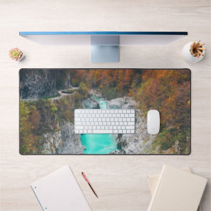 Stunning river Soča Napolen bridge, Slovenia Desk Mat