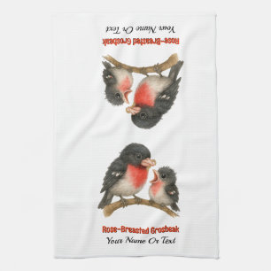 Stunning Rose Breasted Grosbeak Tea Towel