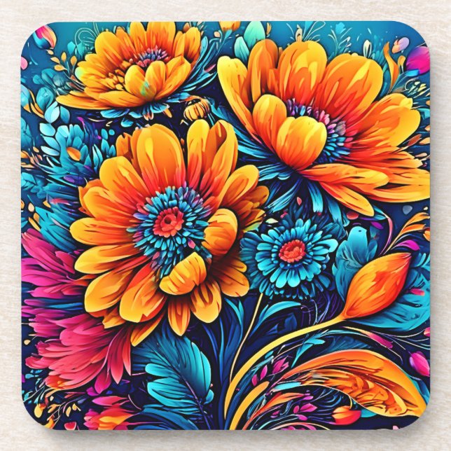  Stunning Rose Floral Colour Coaster (Front)