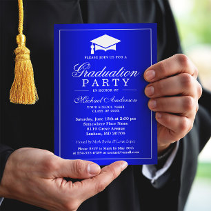Stunning Royal Blue Gradient Graduate Graduation Invitation