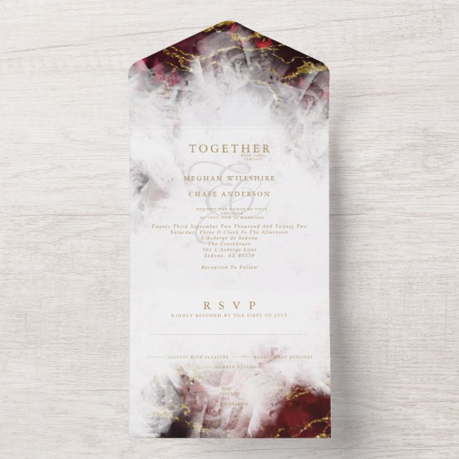 Stunning Ruby Crystal Geode All In One Invitation (Inside)