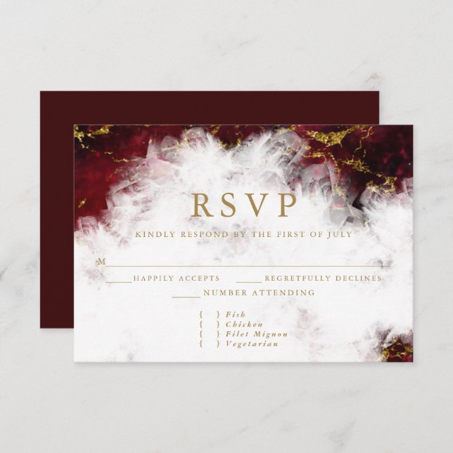 Stunning Ruby Crystal Geode RSVP Card (Front/Back)