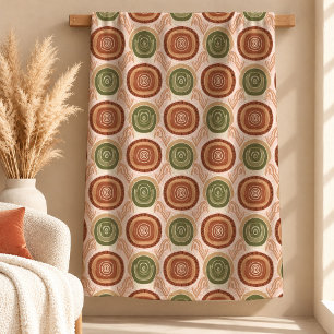 Stunning Sage Copper Rainbow Shapes Blanket Art