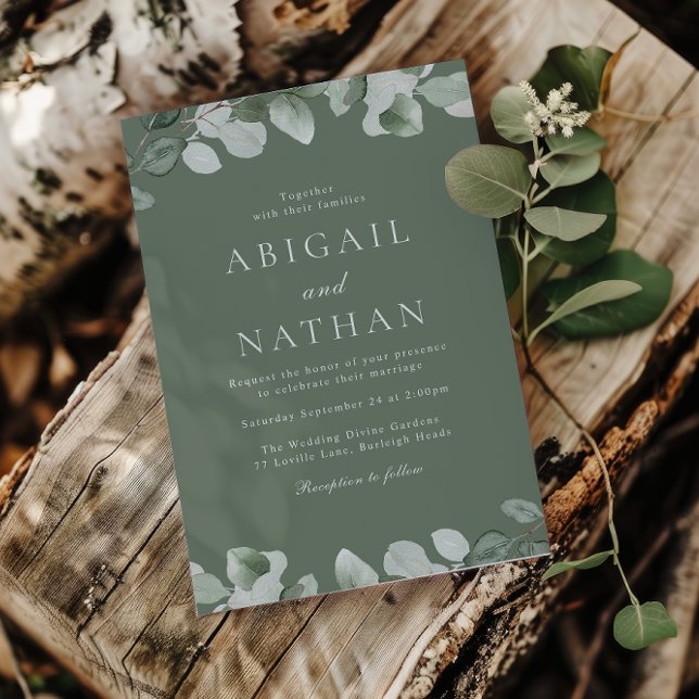 Stunning Sage Green Leaves Elegant Wedding Invitation (Creator Uploaded)
