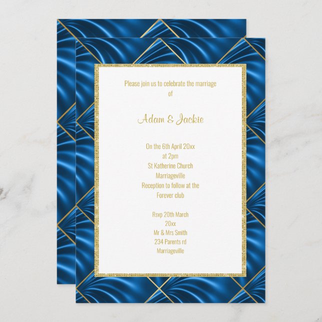 STUNNING SATIN METALLIC WEDDING 2 INVITATION (Front/Back)