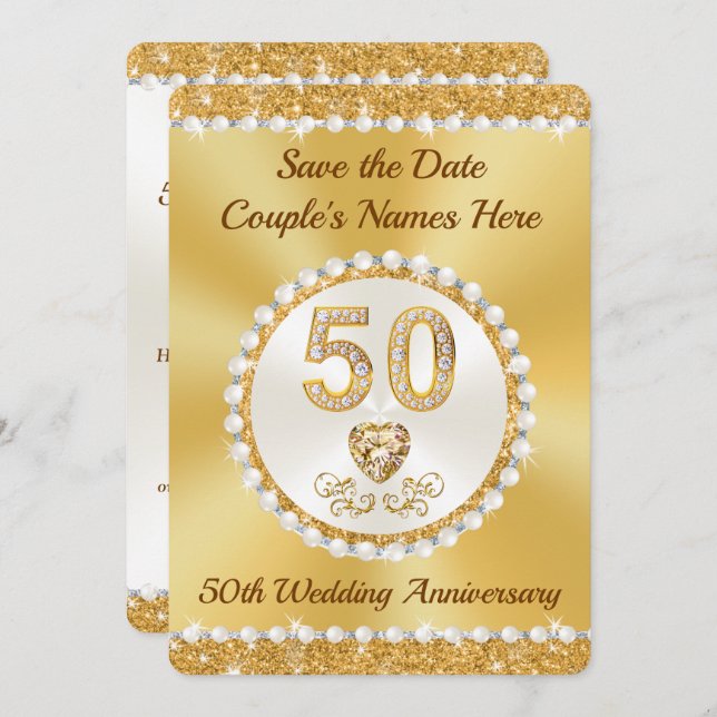Stunning, Save the Date 50th Anniversary, Cards (Front/Back)