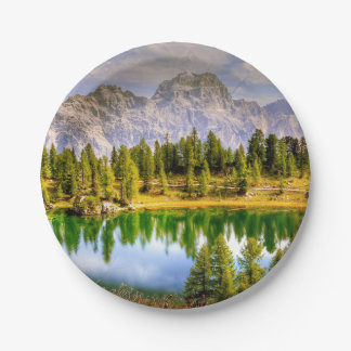 Stunning Scenic View of Dolomite Mountains Italy Paper Plate
