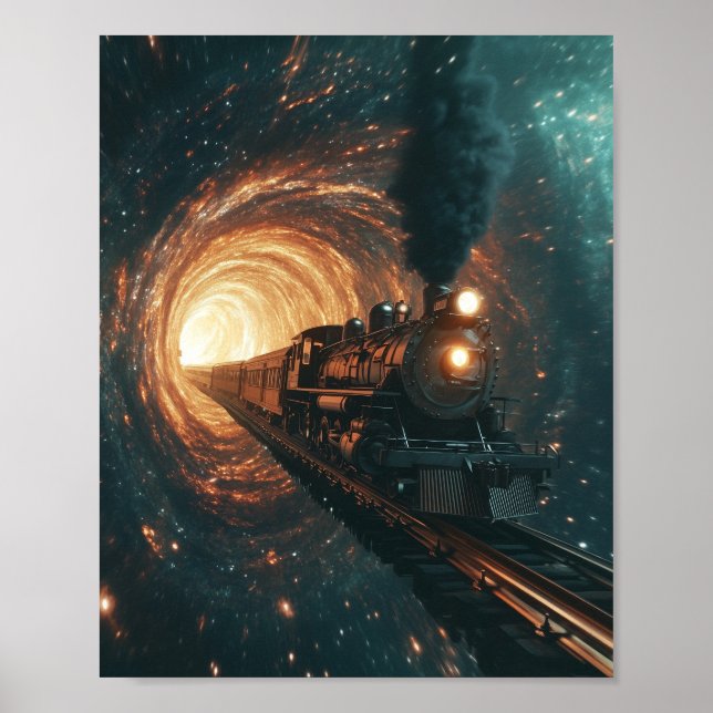 Stunning Sci-Fi Steampunk Train Poster Time-Travel (Front)