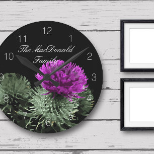 Stunning Scottish Thistle Family Clan Round Clock