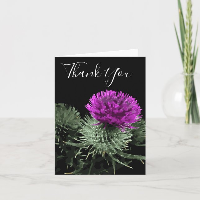 Stunning Scottish Thistle Thank You Card (Front)