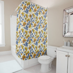 Stunning Seamless Pattern of Flowers and Leaves Shower Curtain