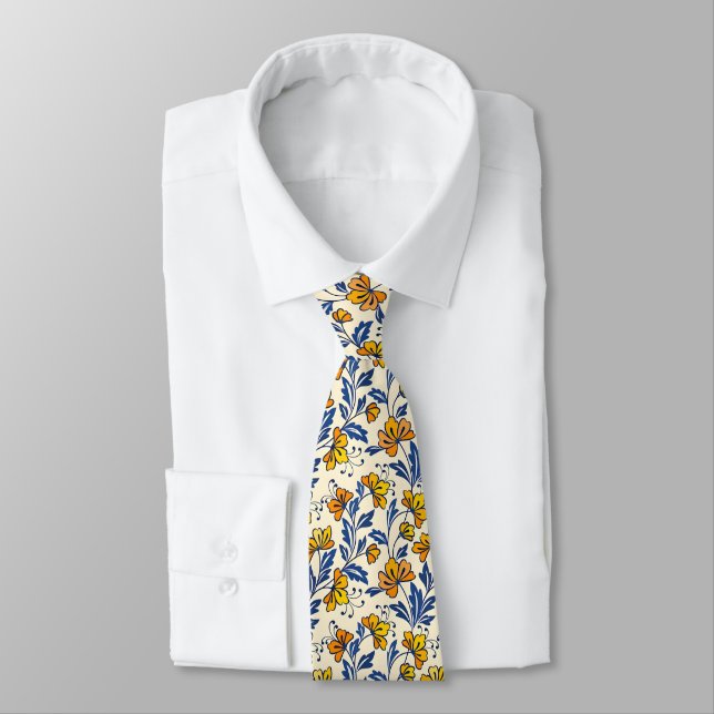 Stunning Seamless Pattern of Flowers and Leaves Tie (Tied)