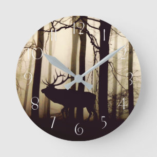 Stunning silhouette of stag round clock