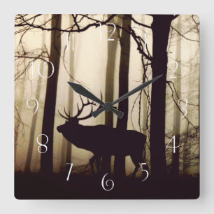 Stunning silhouette of stag square wall clock
