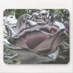 Stunning silver and pink rose mousepad