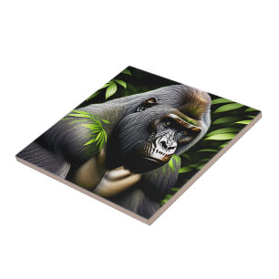 Stunning Silver Back Gorilla - Jungle King Ceramic Tile