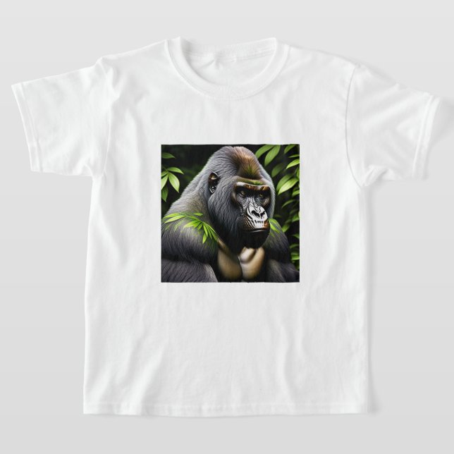 Stunning Silver Back Gorilla - Jungle King T-Shirt (Laydown)
