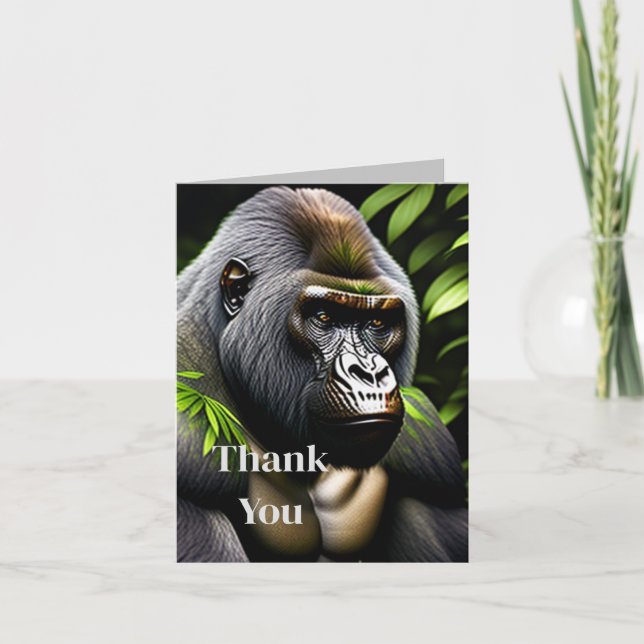 Stunning Silver Back Gorilla - Jungle King Thank You Card (Front)
