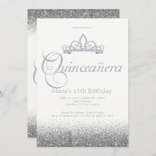 Stunning Silver Quinceañera Invitations