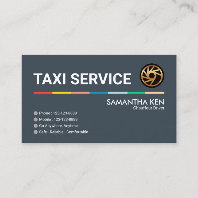 Stunning Simple Colorful Line Taxi Driver Business Card (Front)