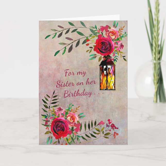 STUNNING SISTER FLORAL BIRTHDAY CARD (Front)