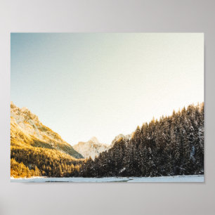 Stunning snowy autumn day poster