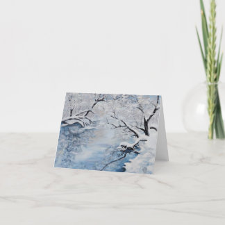 Stunning snowy landscape, painting by Luna Smith Holiday Card