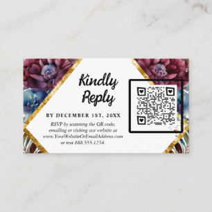 Stunning Sophistication Jewel-Toned Peony Wedding Enclosure Card