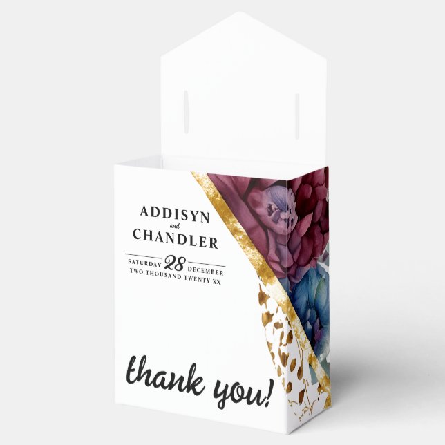 Stunning Sophistication Jewel-Toned Peony Wedding Favour Box (Opened)